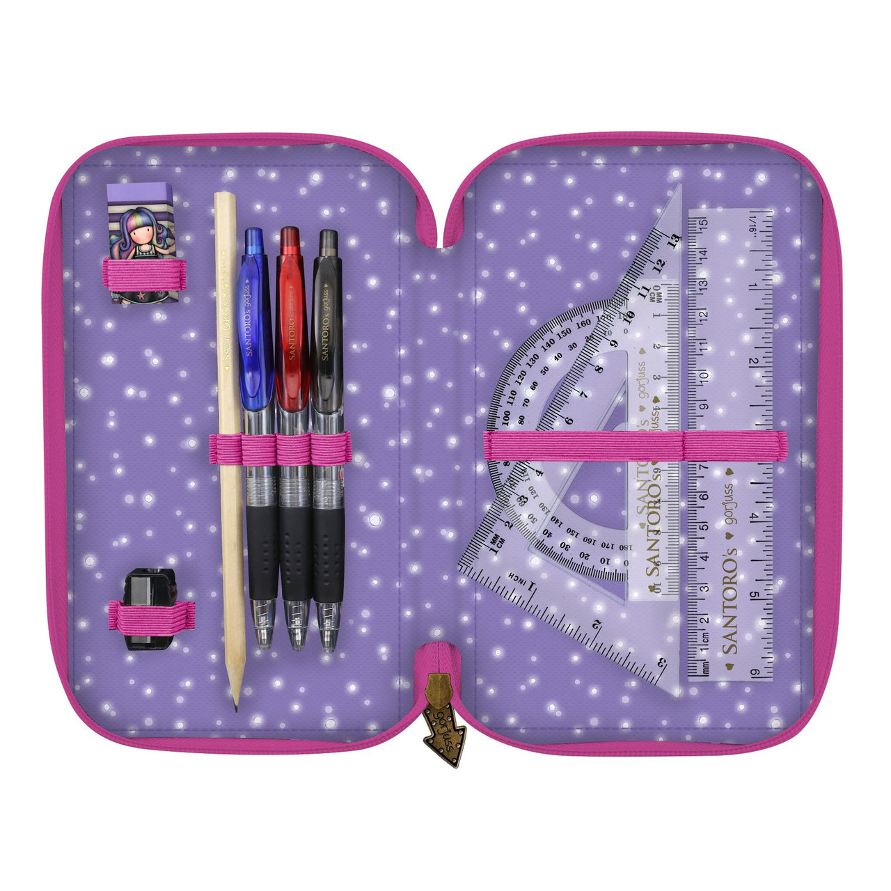 Gorjuss Triple Zip Filled Pencil Case