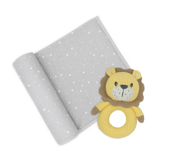 Jersey Swaddle Wrap and Rattle - assorted