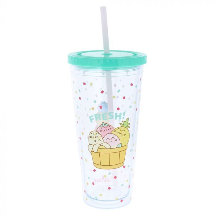 Pusheen Fruits Beaker and Straw