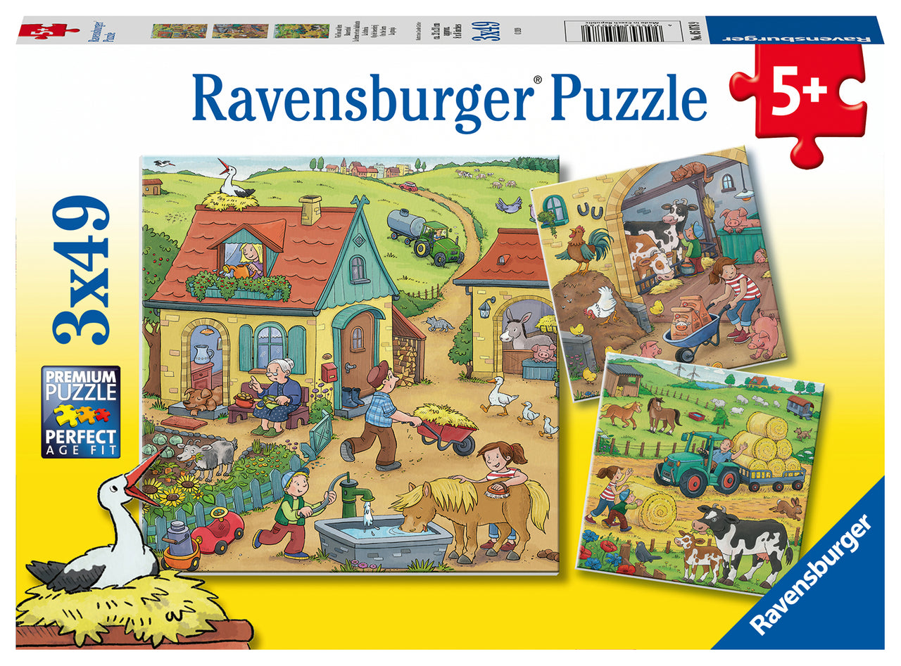 3 x 49 pc Puzzle - On The Farm