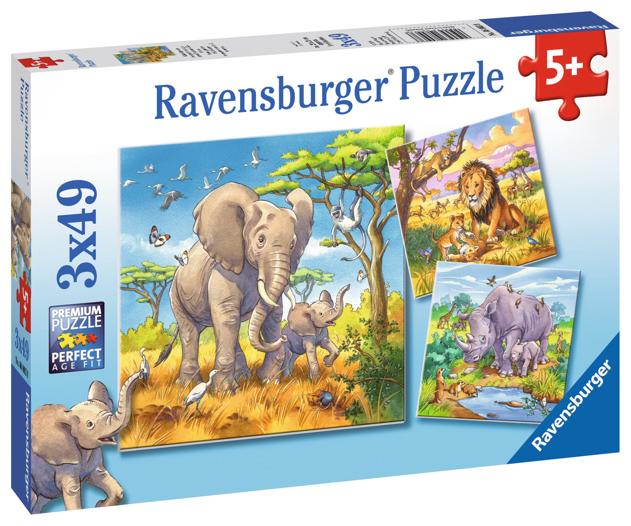 3 x 49 pc Puzzle - Wild Animals