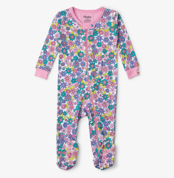 Retro Floral Footed Coverall