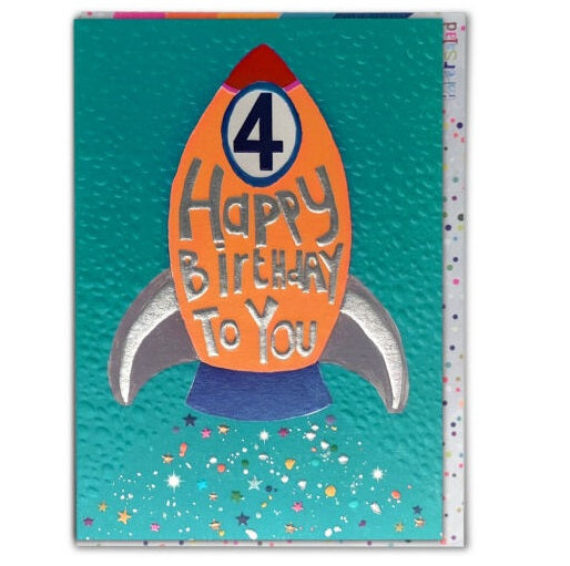 Rocket Age 4 Birthday Card