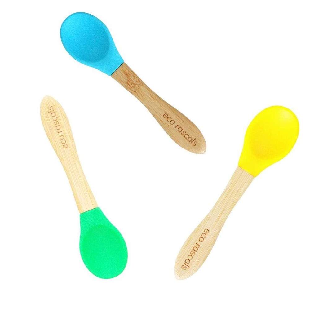 Bamboo set of 3 spoons (Blue, green and yellow)
