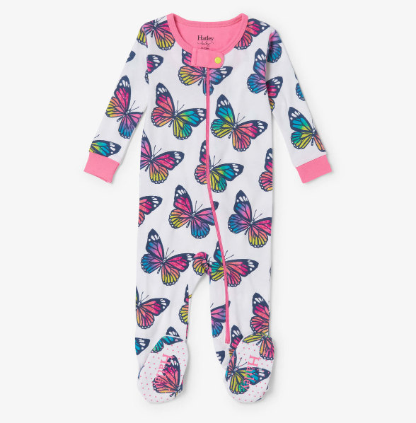 Spring Sky Butterfly Footed Coverall