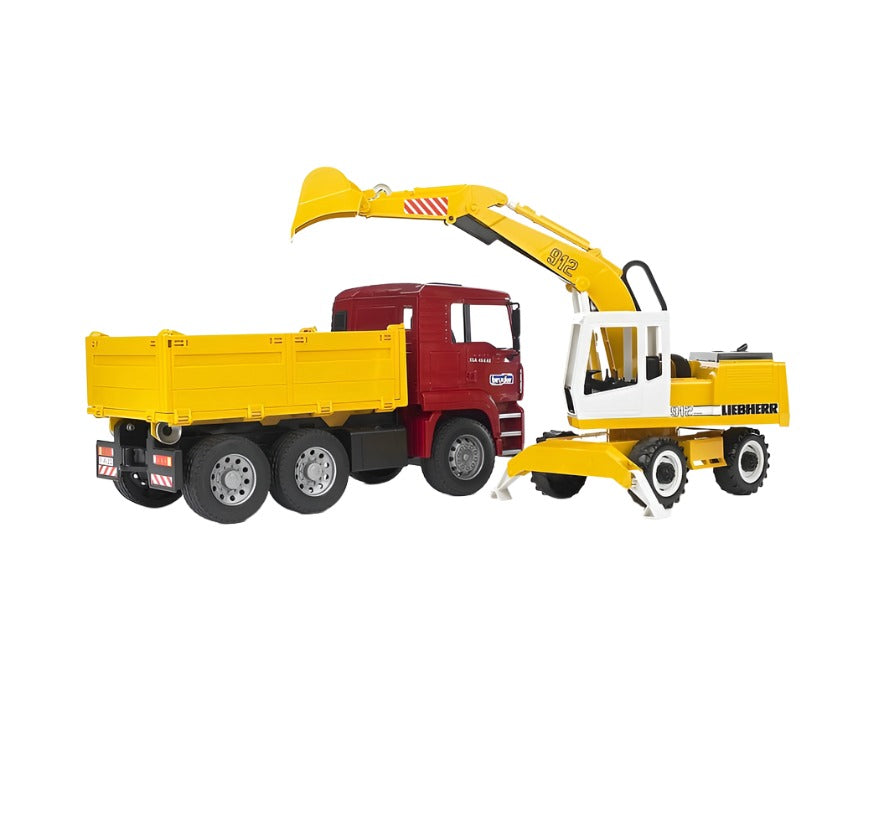 MAN TGA Construction truck and Liebherr excavator