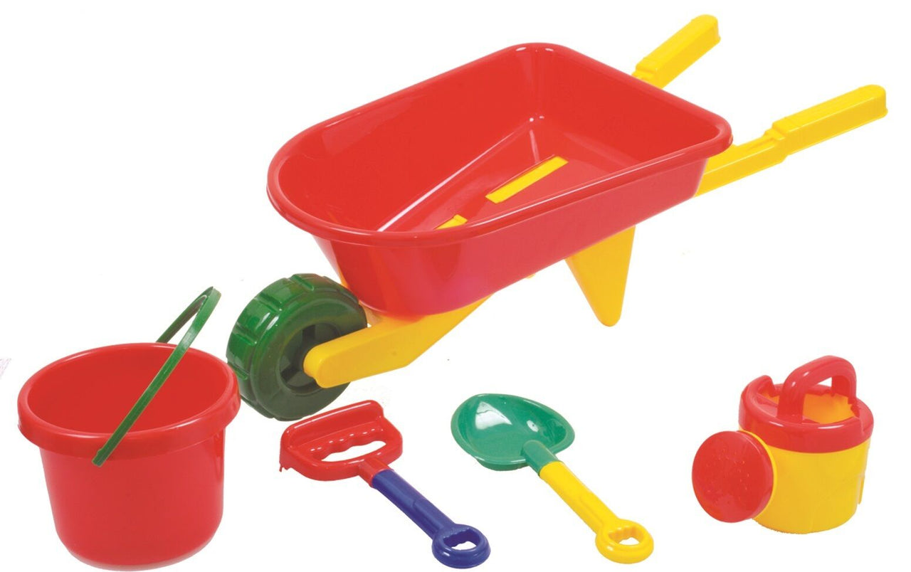 Plastic small wheelbarrow and play set